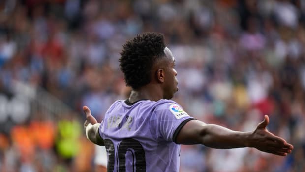 Vinicius Junior pictured during Real Madrid's 1-0 defeat at Valencia in May 2023